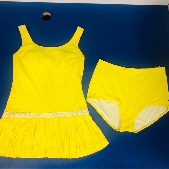 Vintage Other - Vintage 1950s Full coverage yellow bathing set.